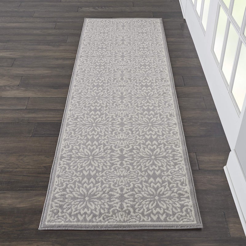 Nourison سجادة نوريسون هوم jubilant الزهرية العاجية/الرمادية 2'3'' x 7'3''، سهلة التنظيف، غير متساقطة، غرفة النوم، غرفة المعيشة، غرفة الطعام، المطبخ (2x7) - Image 1